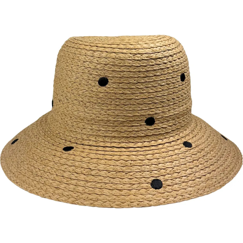 Nicole Miller Polka Dot Straw Bucket Hat in Natural at Nordstrom Rack | Nordstrom Rack