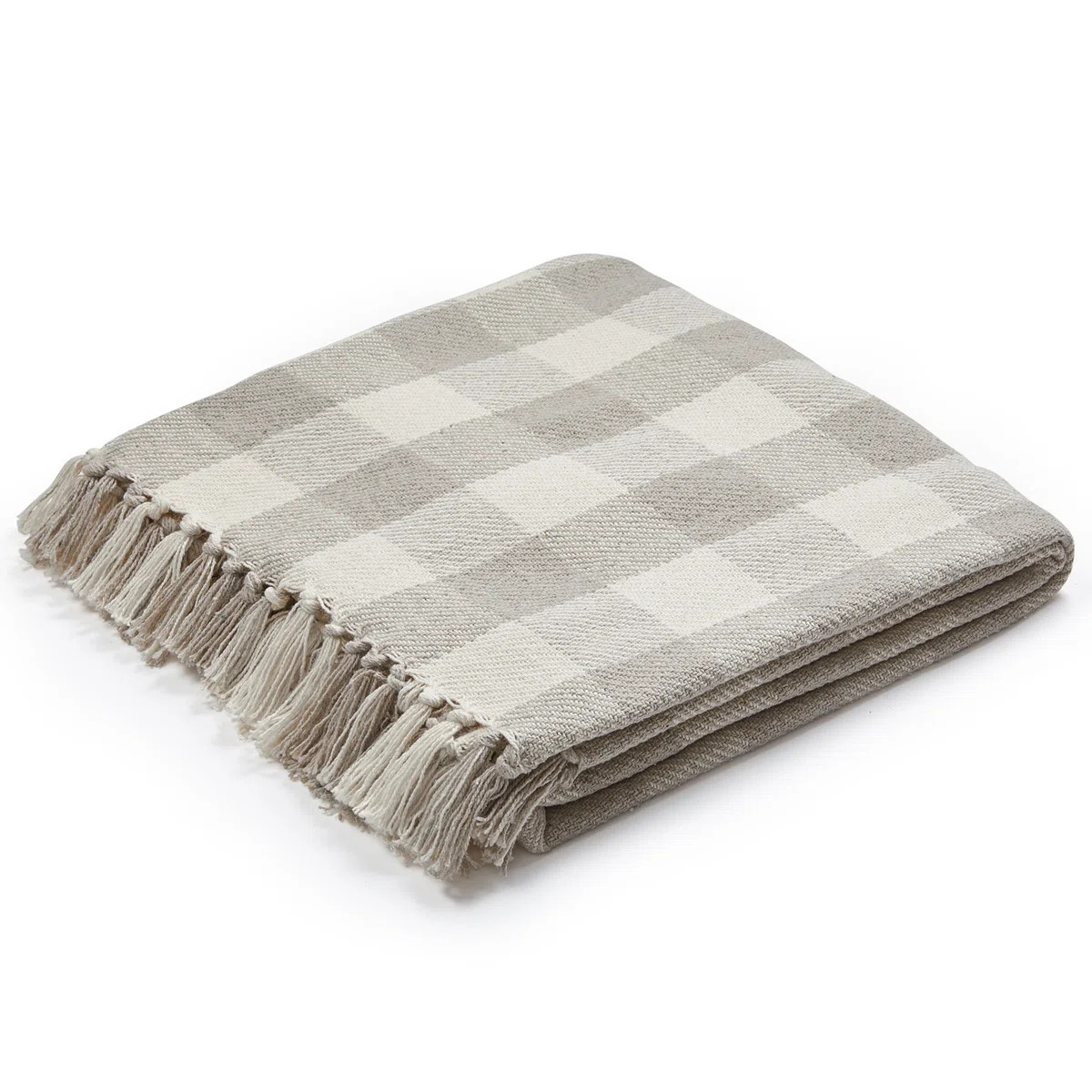 50x60 100% Cotton Striped or Plaid Throw Blanket with Fringe - Ideal for Bed, Sofa or Chair | Wayfair North America