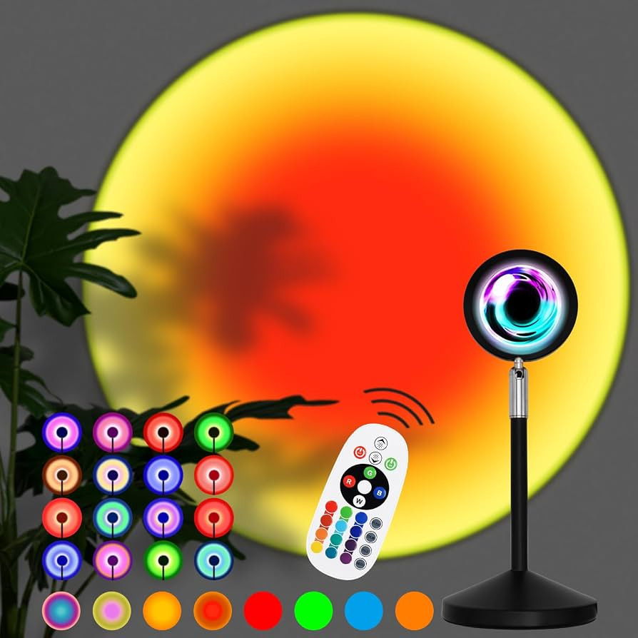 Sunset Lamp, 16 Colors Changing & Fade Mode with USB Port, Multiple Colors Night Light for Living... | Amazon (US)