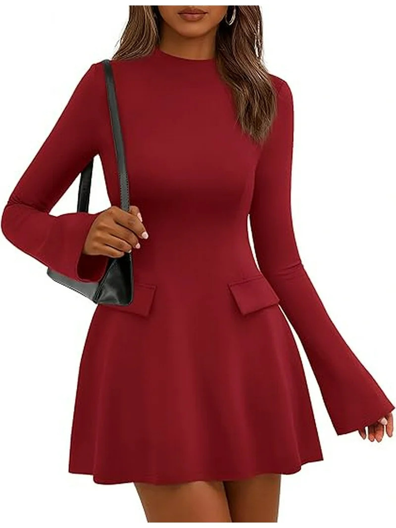 PRETTYGARDEN Women's Long Sleeve Mini Dress Fall Bodycon Mock Neck Elegant Short Cocktail Holiday... | Walmart (US)