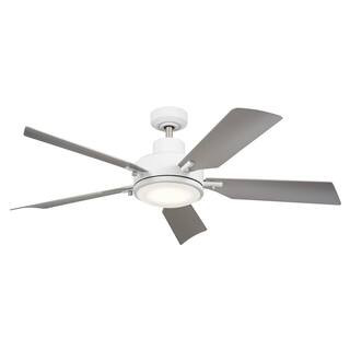 KICHLER Guardian 56 in. Integrated LED Indoor White Downrod Mount Ceiling Fan with Wall Control 3... | The Home Depot