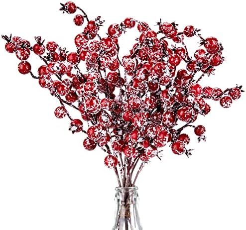 Whaline 12 Pack Artificial Red Berry Picks Christmas Frosted Berry Stems Snow Tipped Berry Branch... | Amazon (US)