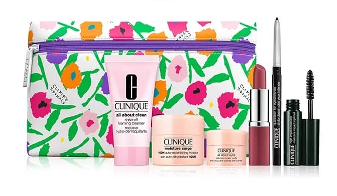 Clinique Skincare Makeup 7 Pcs Spring 2022 Travel Set Flower Cosmetic Gift Bag, Clinique x Donald | Amazon (US)