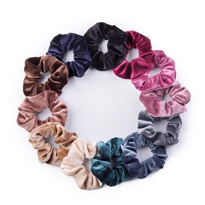 12 Pack Velvet Hair Scrunchies Scrunchy Hair Ties Elastic Hair Bands Ropes Scrunchie for Women or... | Amazon (US)
