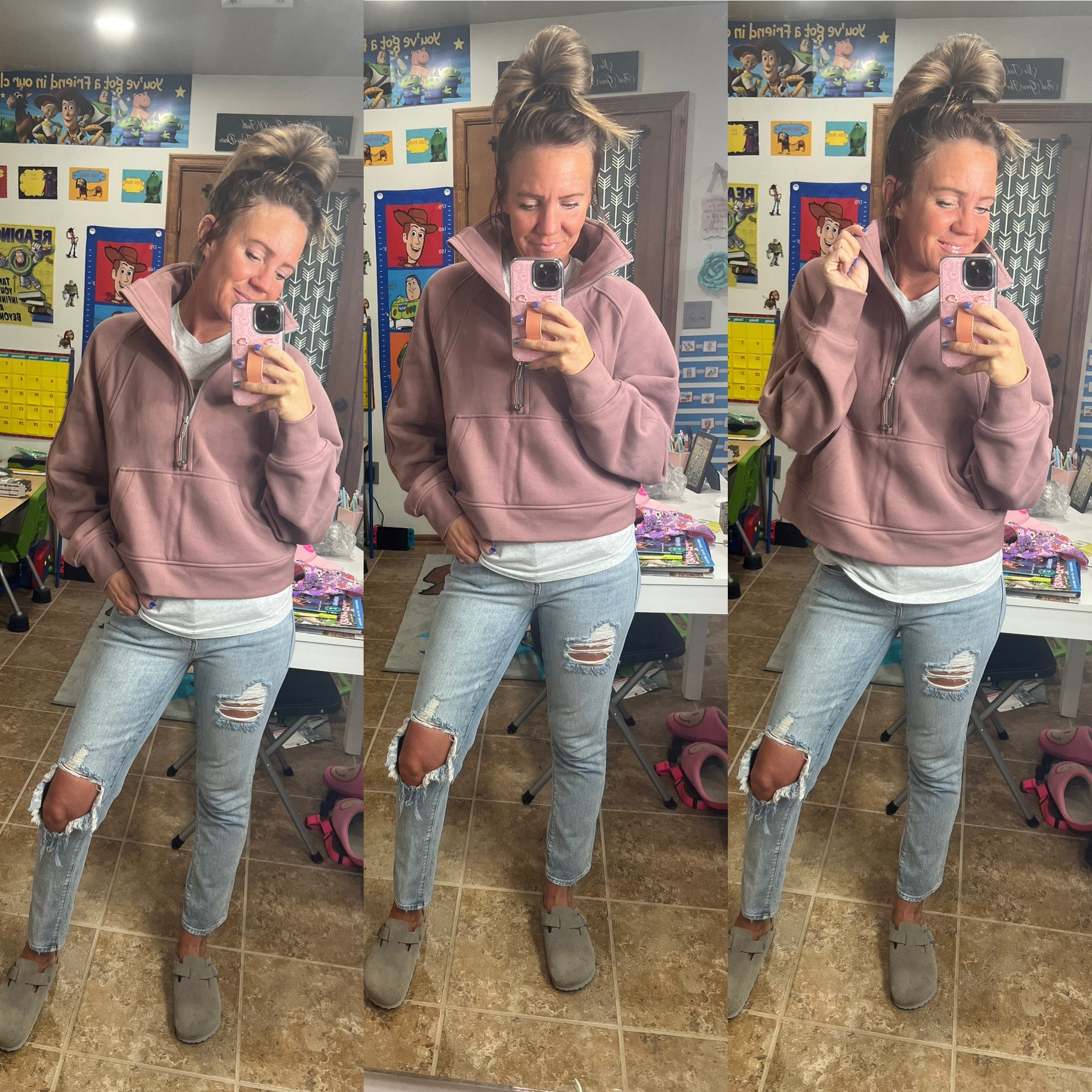 Look at this new oversized scuba half zip from @lululemon It is so so pretty! Paired with some of my favorite jeans from @gap and my @birkenstocks #lululemon #gap #birkenstocks #springfashion #outfit 

#LTKFind #LTKSeasonal #LTKGiftGuide