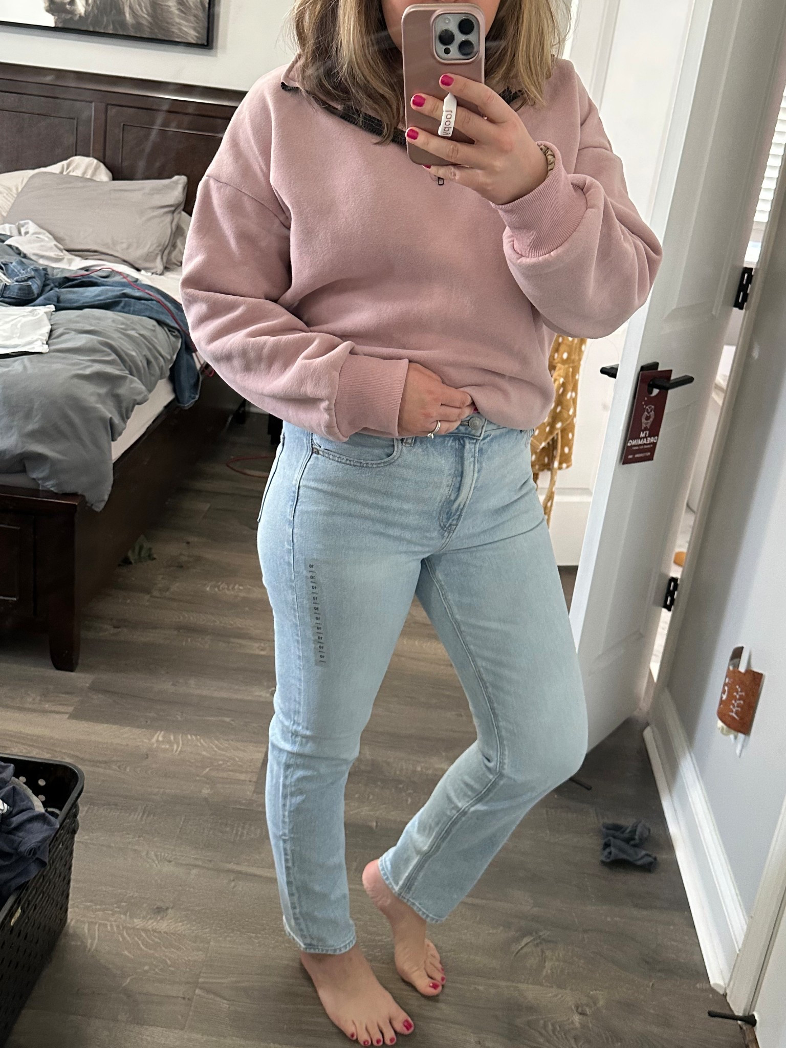 High rise mom jeans. American Eagle. Affordable jeans. Light wash. Comfortable  

#LTKStyleTip #LTKFindsUnder50 #LTKSaleAlert