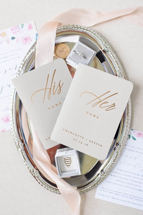 Wedding Vow Books Gold Foil Press on White Vow Book | Etsy | Etsy (US)