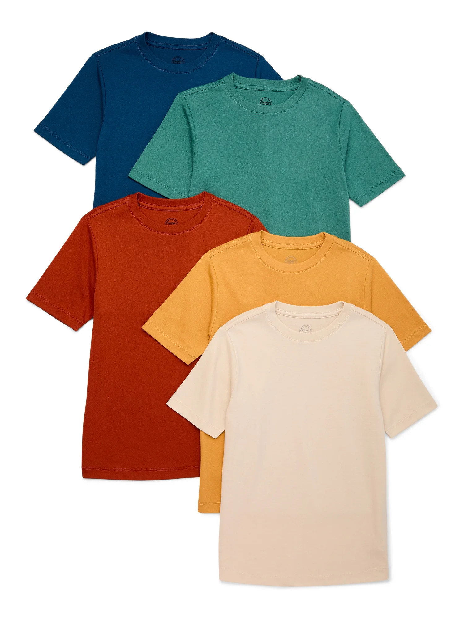 Wonder Nation Boys Kid Tough Short Sleeve T-Shirt, 5-Pack, Sizes 4-18 & Husky | Walmart (US)