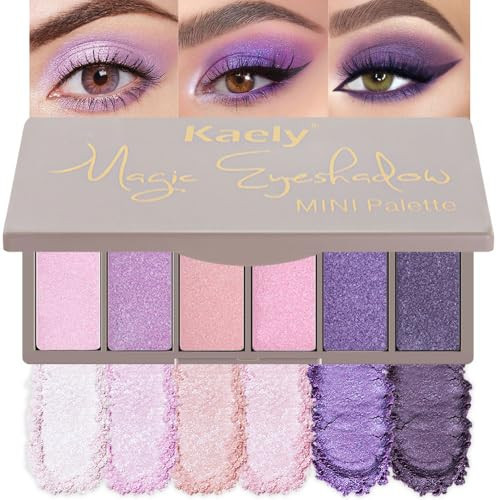evpct 6 Colors Lavender Purple Pink Eyeshadow Palette, Light Nude Baby Pink Dark Violet Lavender Lilac Purple Glitter Shimmer Sparkle High Pigment Mini Travel Eye Shadow Palette Makeup for Older Women | Amazon (US)