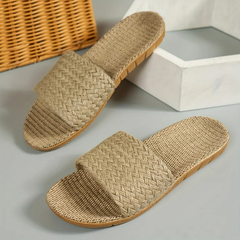 Women's Handmade Woven Straw Sandals, Slip On Lightweight Soft Sole Vacation Slides, Crisscross B... | Walmart (US)