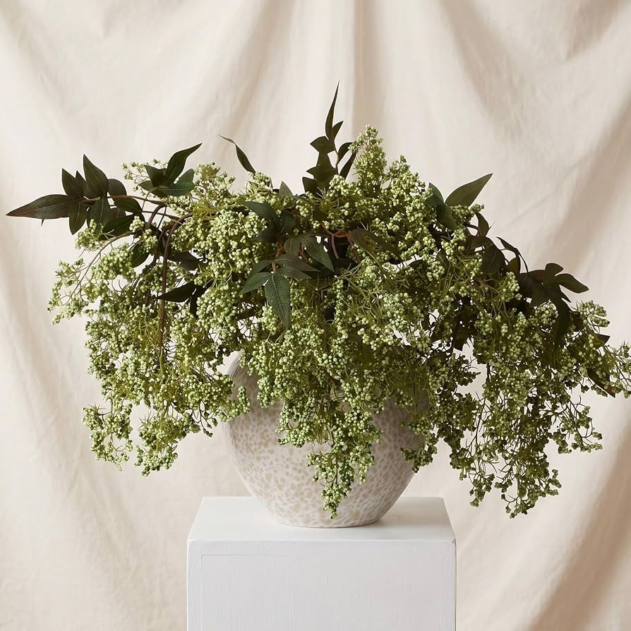 Dingion 3 Pcs 43 Inch Green Berry Stem for Vase Fall Artificial Faux Sedum Berry Stems Autumn Rea... | Amazon (US)