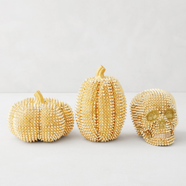 Spiked Skull & Pumpkins - Gold | Z Gallerie