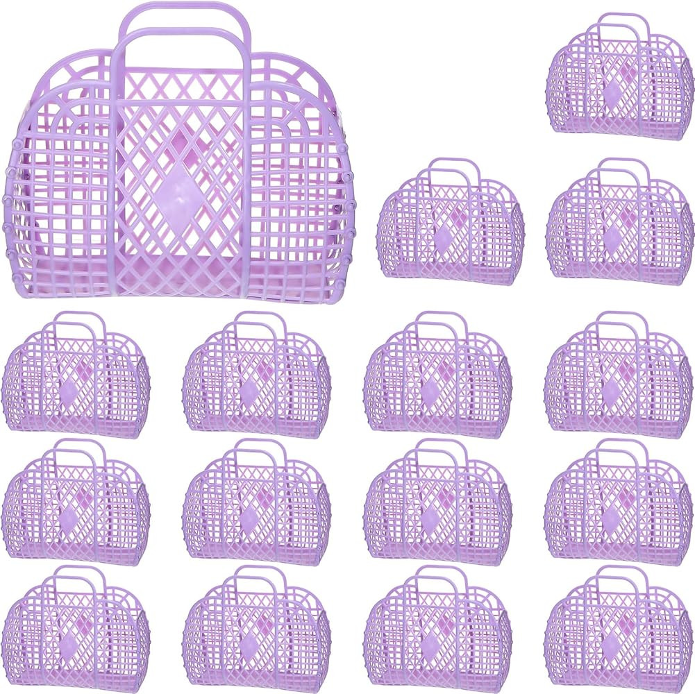Hsei 16 Pcs Girls Jelly Purse Bags Easter Basket Reusable Jelly Beach Bag Plastic Beach Tote Gift... | Amazon (US)