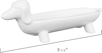 Creative Co-Op Elongated White Ceramic Dog Dish | Amazon (US)