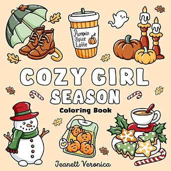 Cozy Girl Season: Bold and Easy Coloring Book for Adults & Teens, Featuring Fall, Halloween, and ... | Amazon (US)