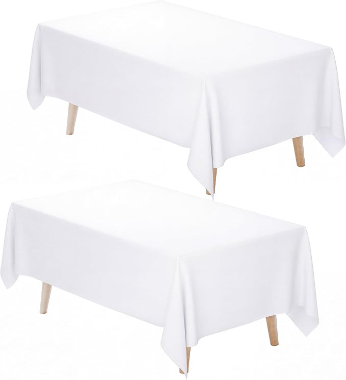 Fixwal White Tablecloth Rectangle 60 x 102 Inch, 2 Pack 6ft Polyester Fabric Table Cloths Rectang... | Amazon (US)