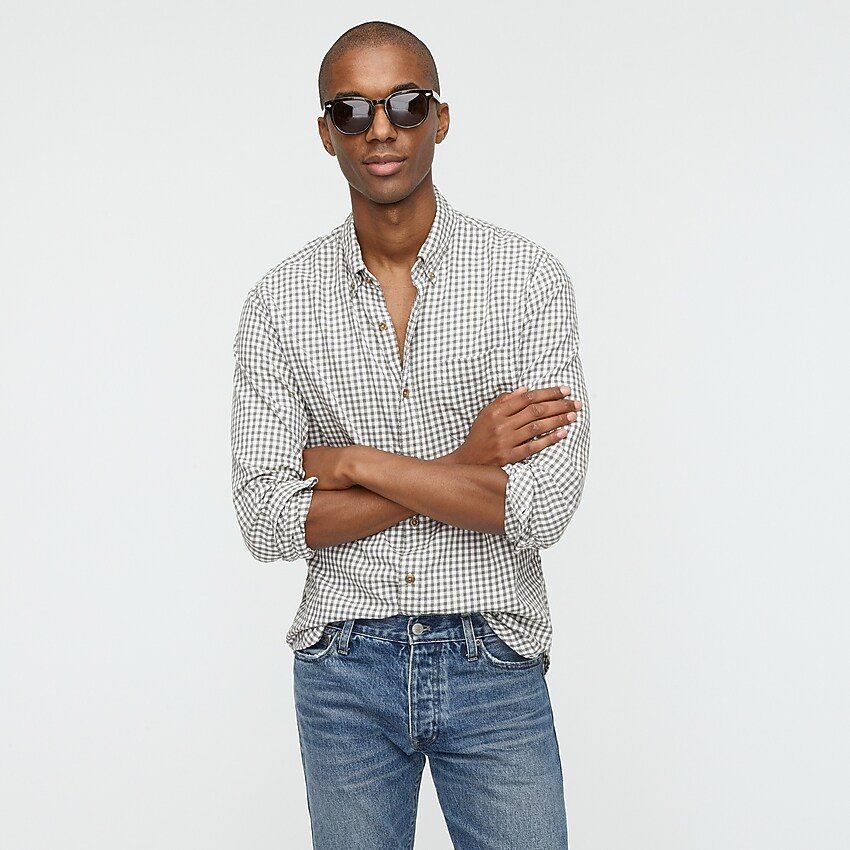 Slim brushed twill shirt in gingham | J. Crew US