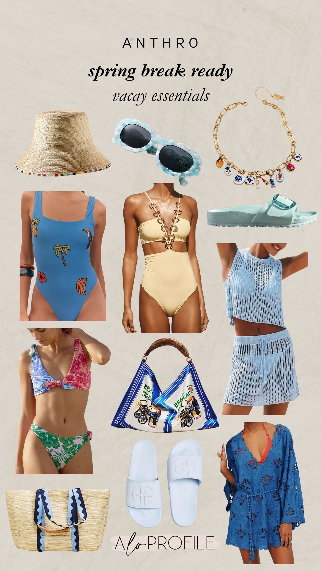 Spring Break Outfits via Anthro // spring style, spring outfits, vacay outfit, vacation outfits, spring break outfit inspo, swimwear, coverup, beachwear, resort wear,  beach essentials