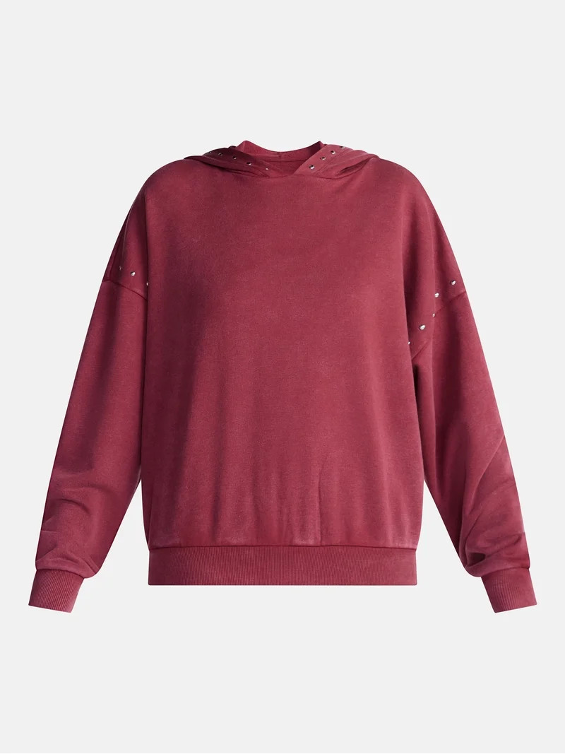 No Boundaries Mineral Wash Studded Fleece Oversized Hoodie, Women's XXS-XXL | Walmart (US)