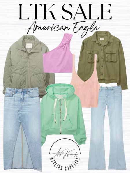 American eagle, puffer jacket, army green, denim, flared denim, denim skirt, hoody, zip up, tank, cami, sweater cami, one shoulder, crop top

#LTKSale #LTKsalealert #LTKstyletip