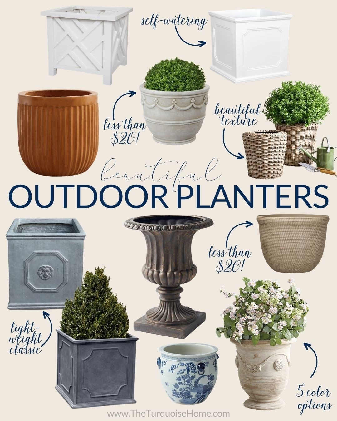 Best outdoor planters for front porch decorating including large urn planters, wicker baskets, self-watering pots, and affordable garden containers.

#LTKSeasonal #LTKHome