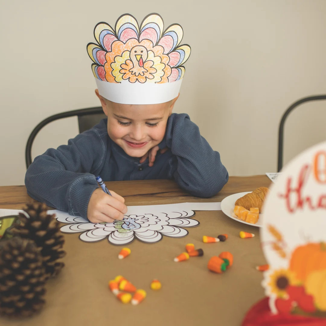 12 Paper Turkey Crowns to Color | Thanksgiving Coloring Headbands | Kids Thankful School and Holi... | Etsy (US)