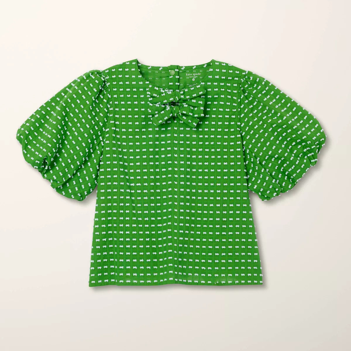 Girls' Adaptive Textured Polka Dot Puff Short Sleeve Blouse - kate spade new york x Target Green ... | Target