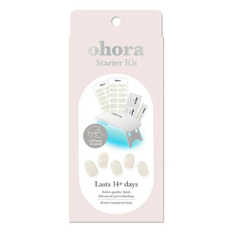 Ohora Semi-Cured Gel Nail Starter Kit with Mini LED Lamp, Cream Cotton, 30 Count | Walmart (US)