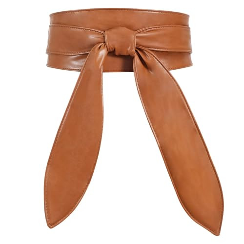 WHIPPY Women Obi Belt Fashion Wrap Around Wide Waistband Knotted Cinch Belt for Dress, Brown, XXL | Amazon (US)