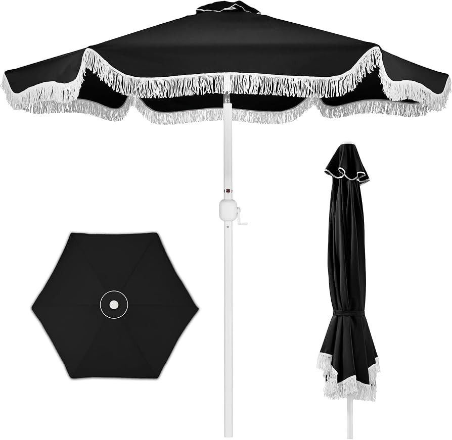 Best Choice Products 9ft Fringe Market Patio Umbrella \u2013 Outdoor Boho Tassel Sunshade for Tab... | Amazon (US)