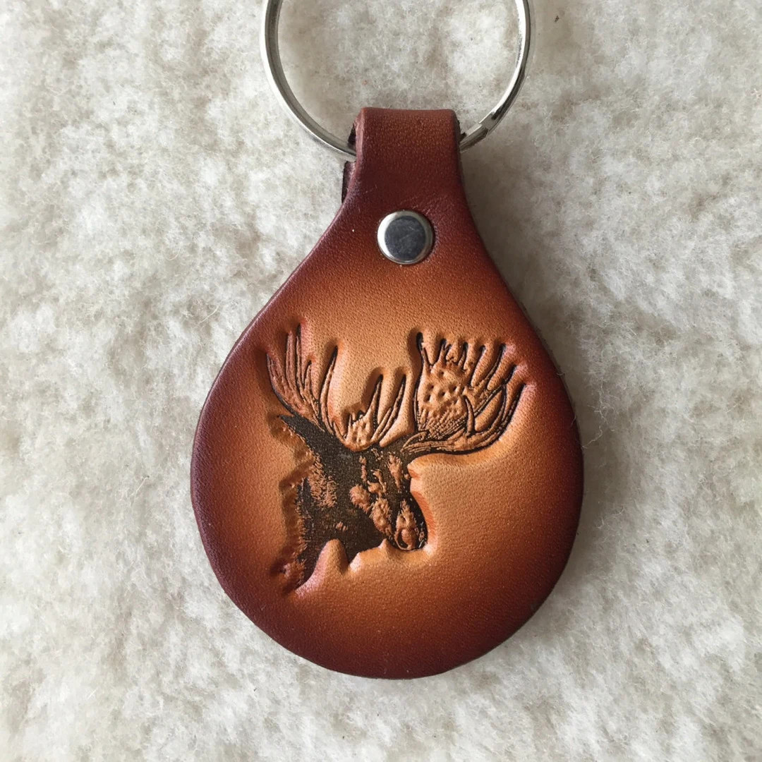 Handmade Leather Moose Key Tag - Etsy | Etsy (US)