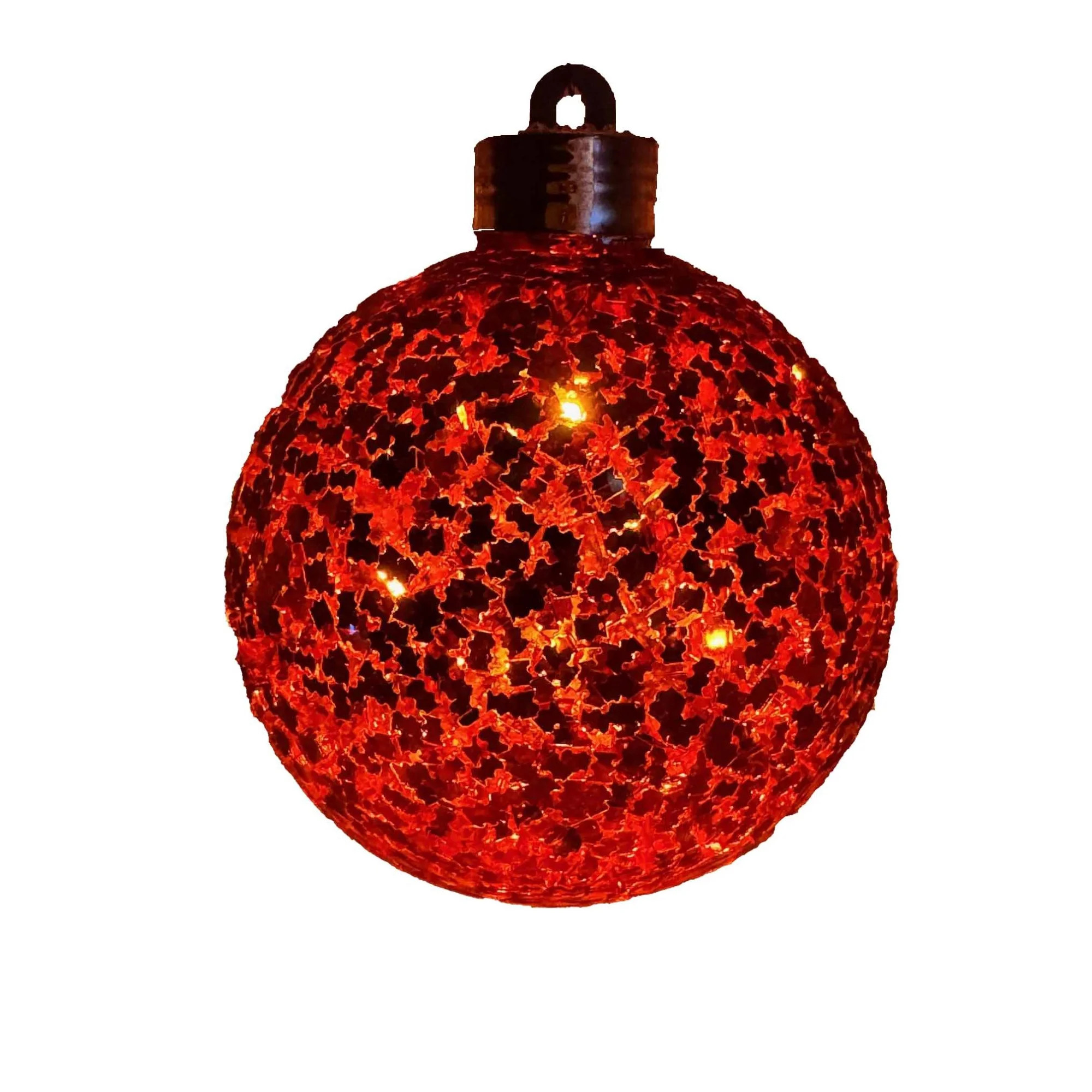 Light-Up Red Flake Ball Christmas Ornament, 3.5", by Holiday Time | Walmart (US)
