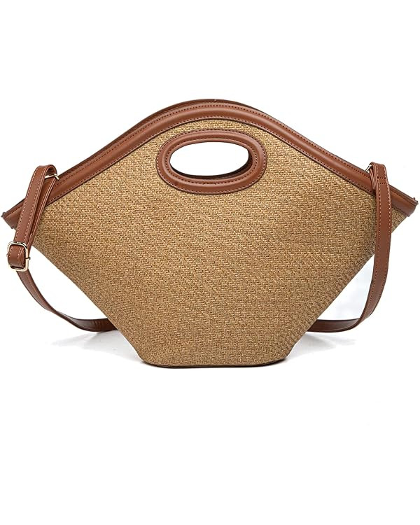 Large Rattan Tote Bag For Women Designer Summer Beach Wicker Purse Woven Vacation Straw Handbag | Amazon (US)