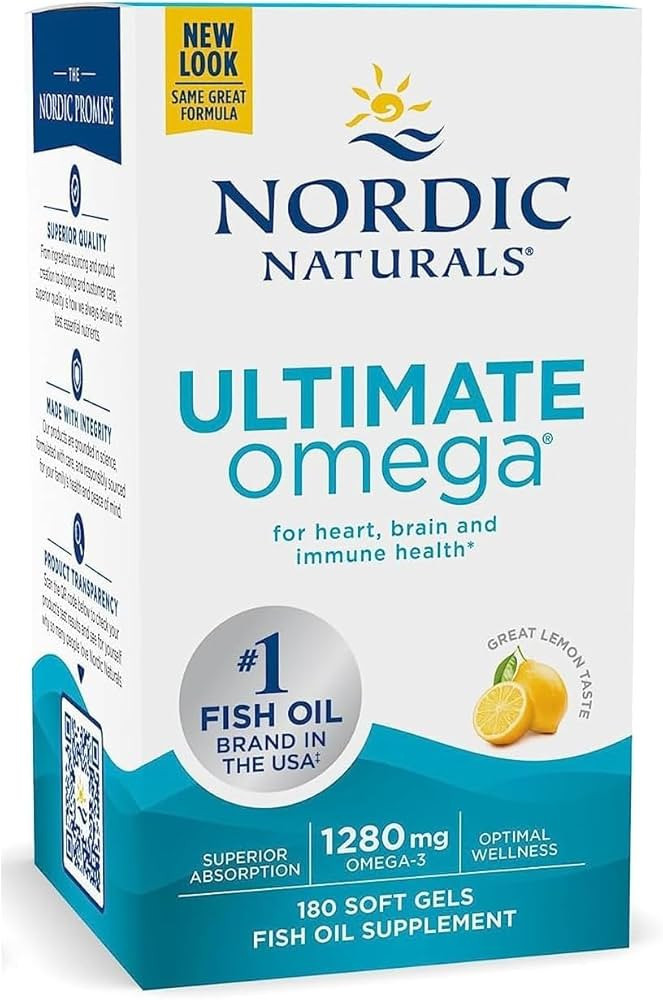 Ultimate Omega, Lemon Flavor - 180 Soft Gels - 1280 mg Omega-3 - High-Potency Omega-3 Fish Oil wi... | Amazon (US)