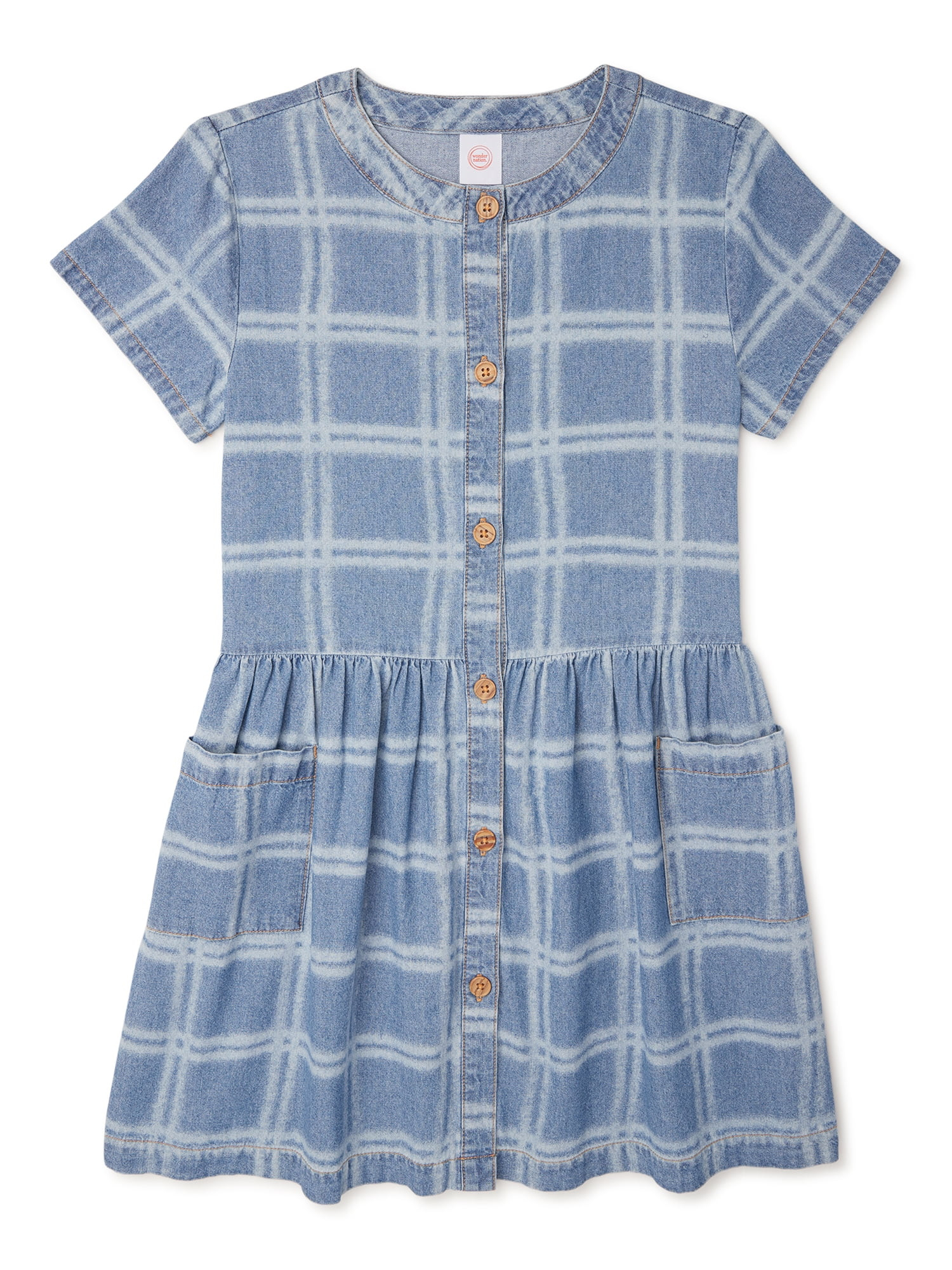 Wonder Nation Girls Windowpane Dress, Sizes 4-18 & Plus | Walmart (US)