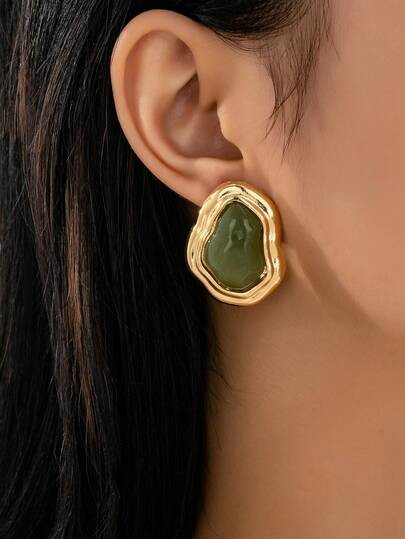 1 Pair Asymmetrical Shaped Minimalist Retro Chic Earrings, Versatile For Commuting And Daily Wear... | SHEIN