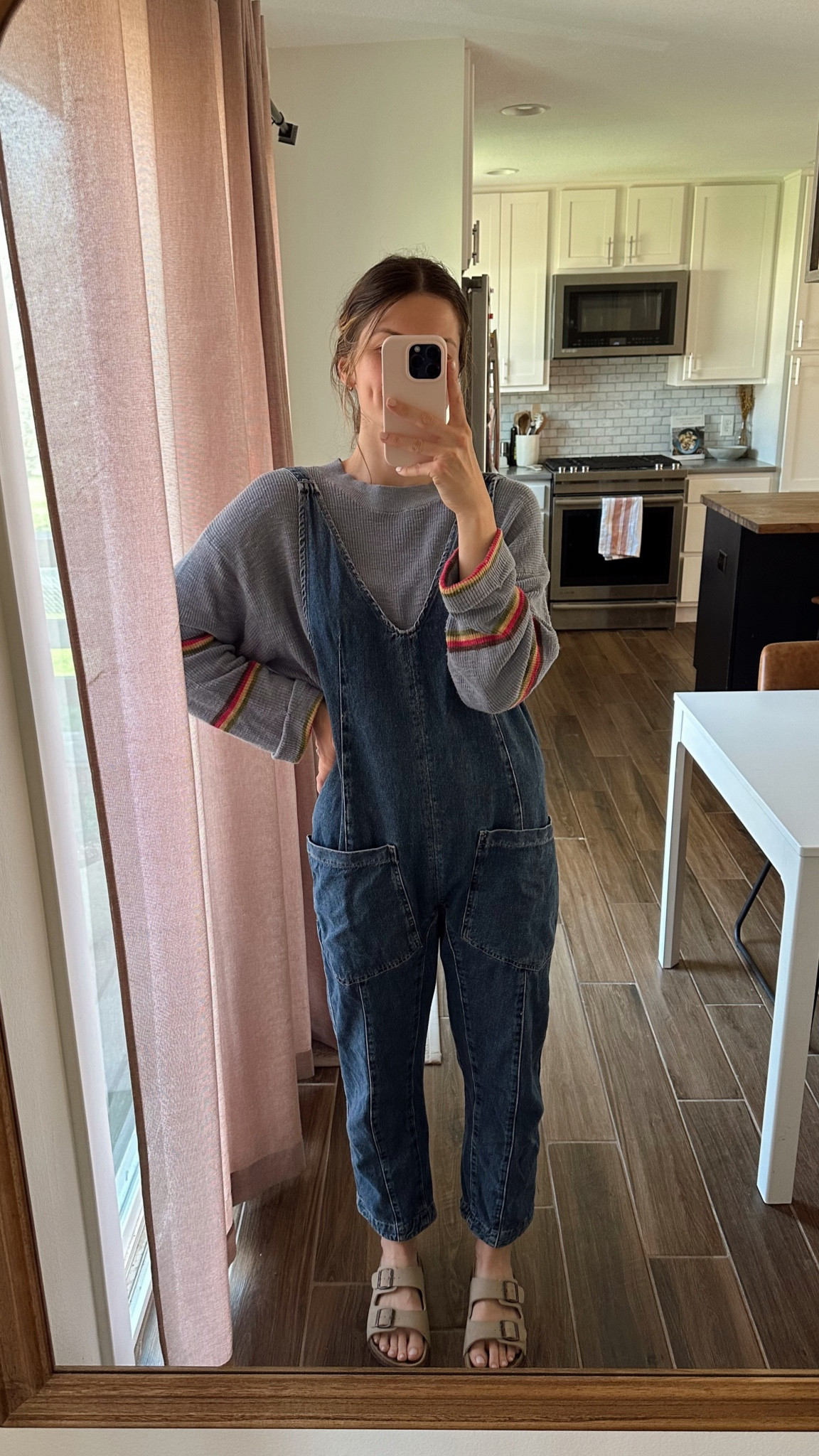 wearing an xs in jumpsuit 
small in top (part of a set) 

 spring outfit 
Postpartum
Light sweater 
 

#LTKSeasonal