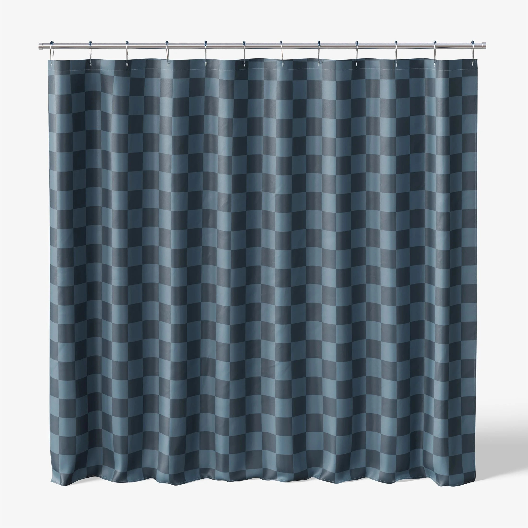 Mainstays Kids Fabric Shower Curtain with Hooks Set, Blue Checkered - Walmart.com | Walmart (US)