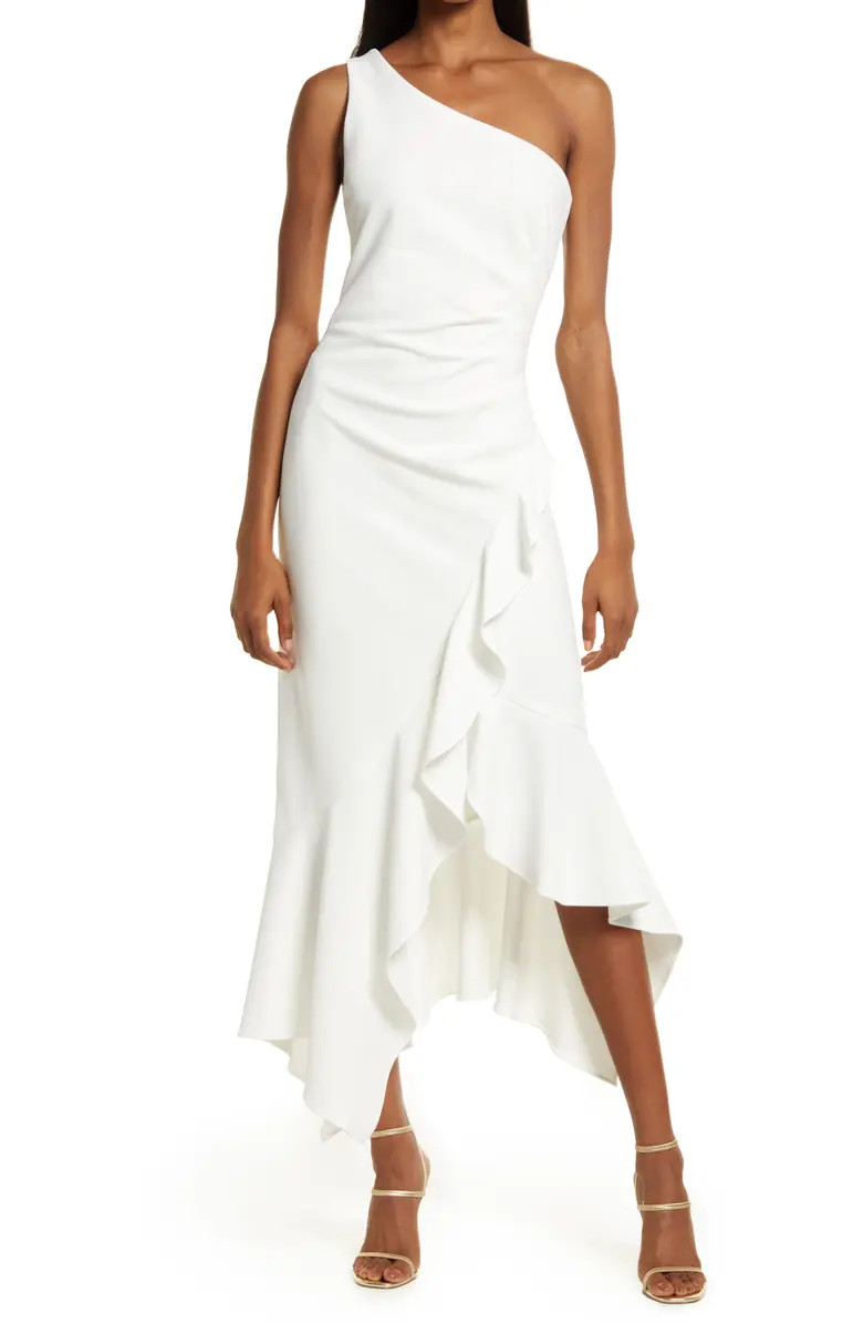 Xscape One-Shoulder Crepe Midi Dress | Nordstrom | Nordstrom