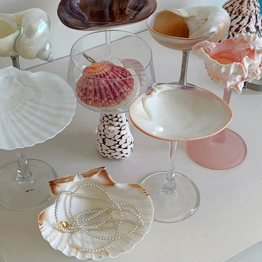 Seashell Wine Glass - Handmade Natural Shell & Conch Wine Glasses with Crystal Wine Glass Base, S... | Amazon (US)