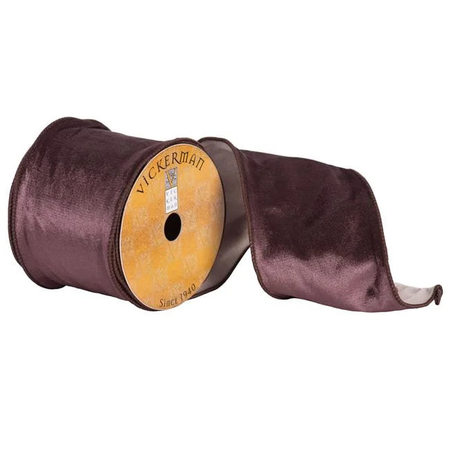 4 in. x 10 Yard Chocolate Plush Velvet Wired Ribbon | Walmart (US)