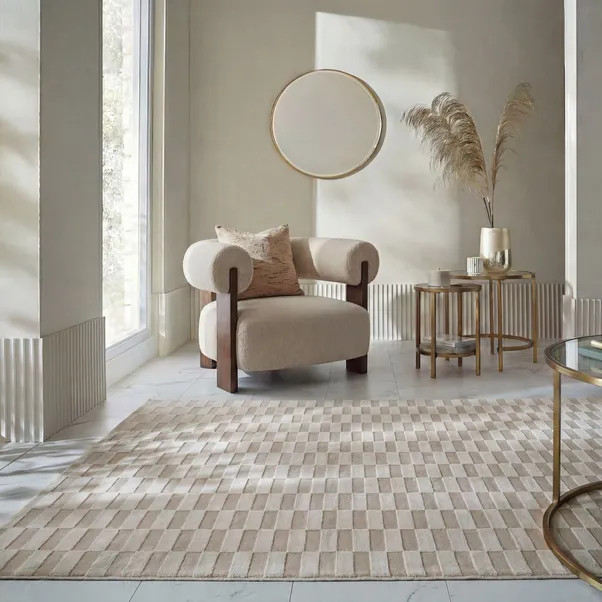 Mira Checkerboard Washable Rug | Dunelm