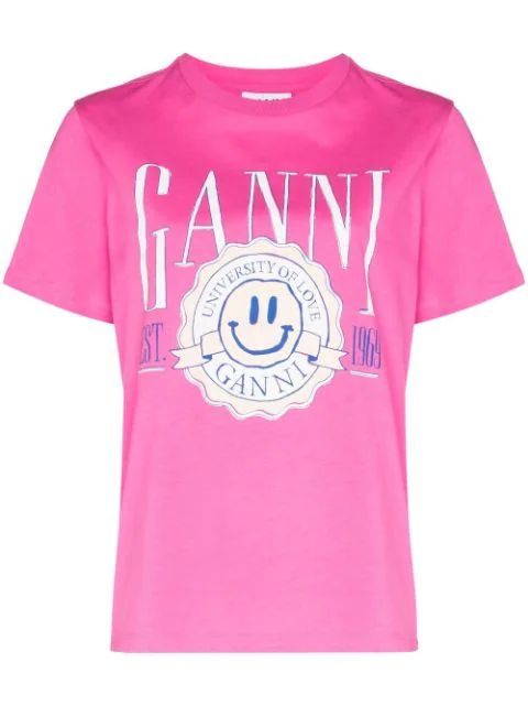 GANNI Camiseta De Algodão Orgânico Com Logo Smiley - Farfetch | Farfetch Global