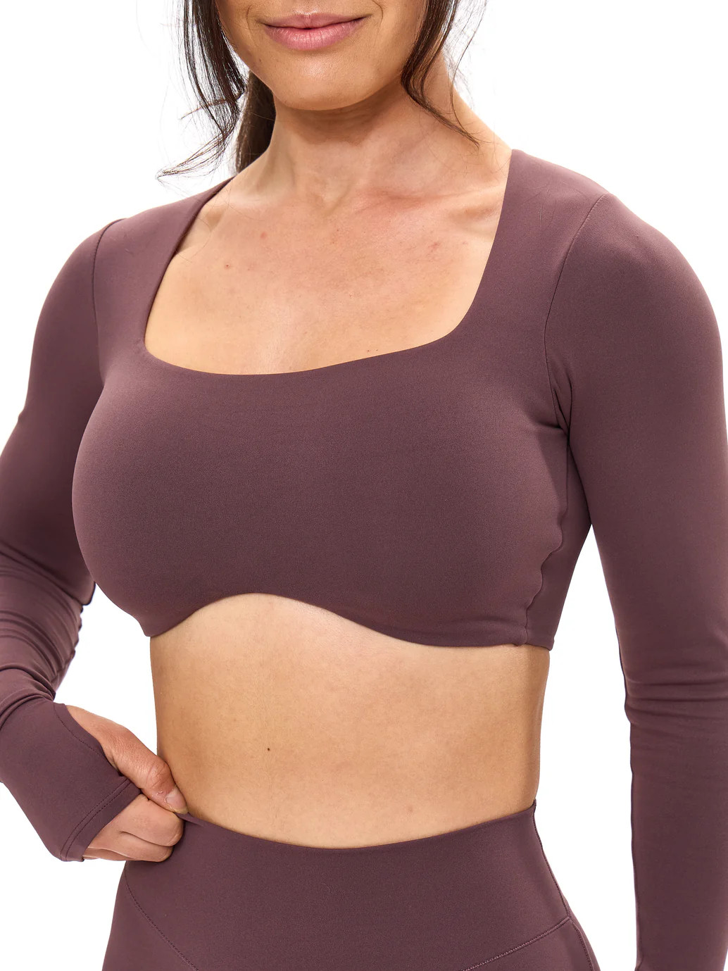 Long Sleeve Curve Crop - Smoked Cherry | Buffbunny