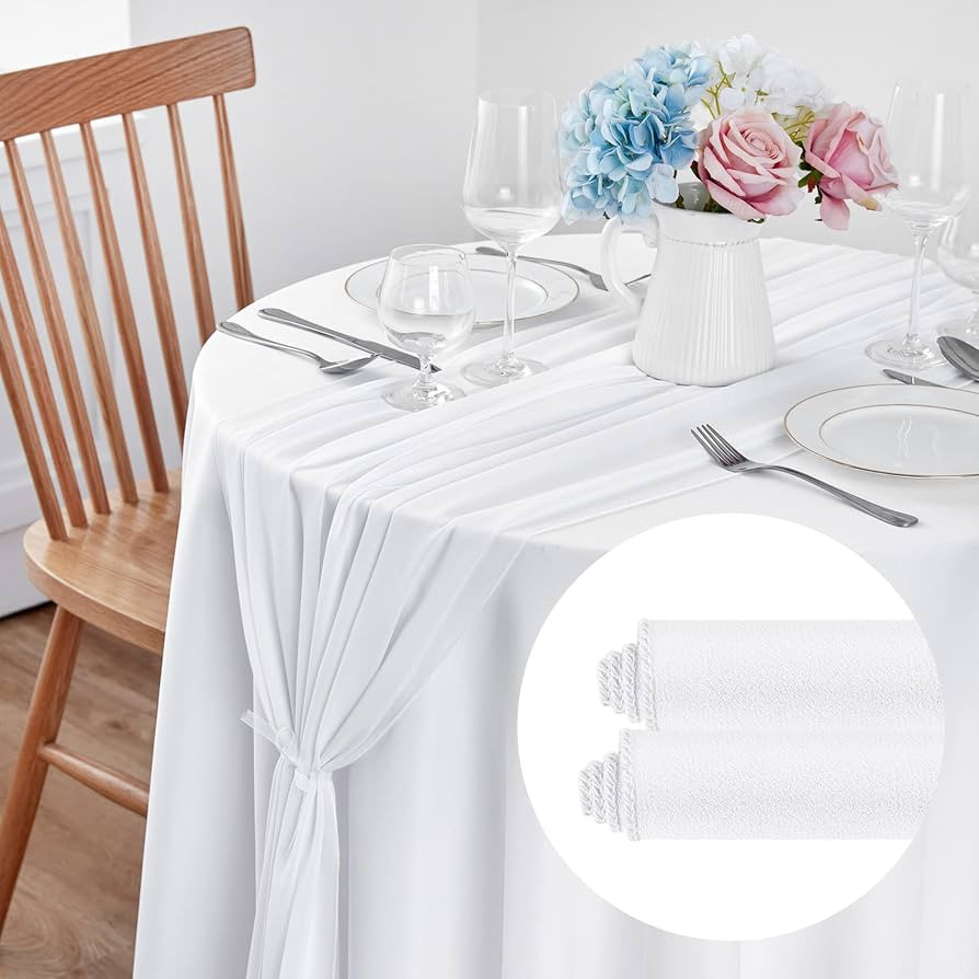 Amazon.com: BEDDEB 2 Pack White 10Ft Chiffon Table Runner 29x120 Inches Sheer Chiffon Table Runne... | Amazon (US)