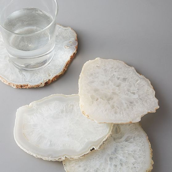 Gilded Agate Coaster, White, Set of 4 | West Elm (US)