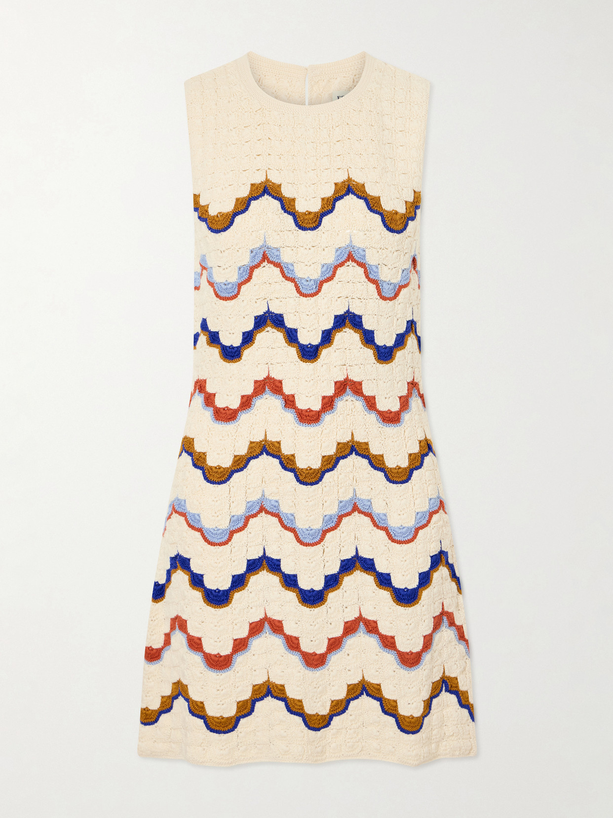 ESCVDO - Alma Striped Crocheted Cotton Mini Dress - Neutrals | NET-A-PORTER (US)