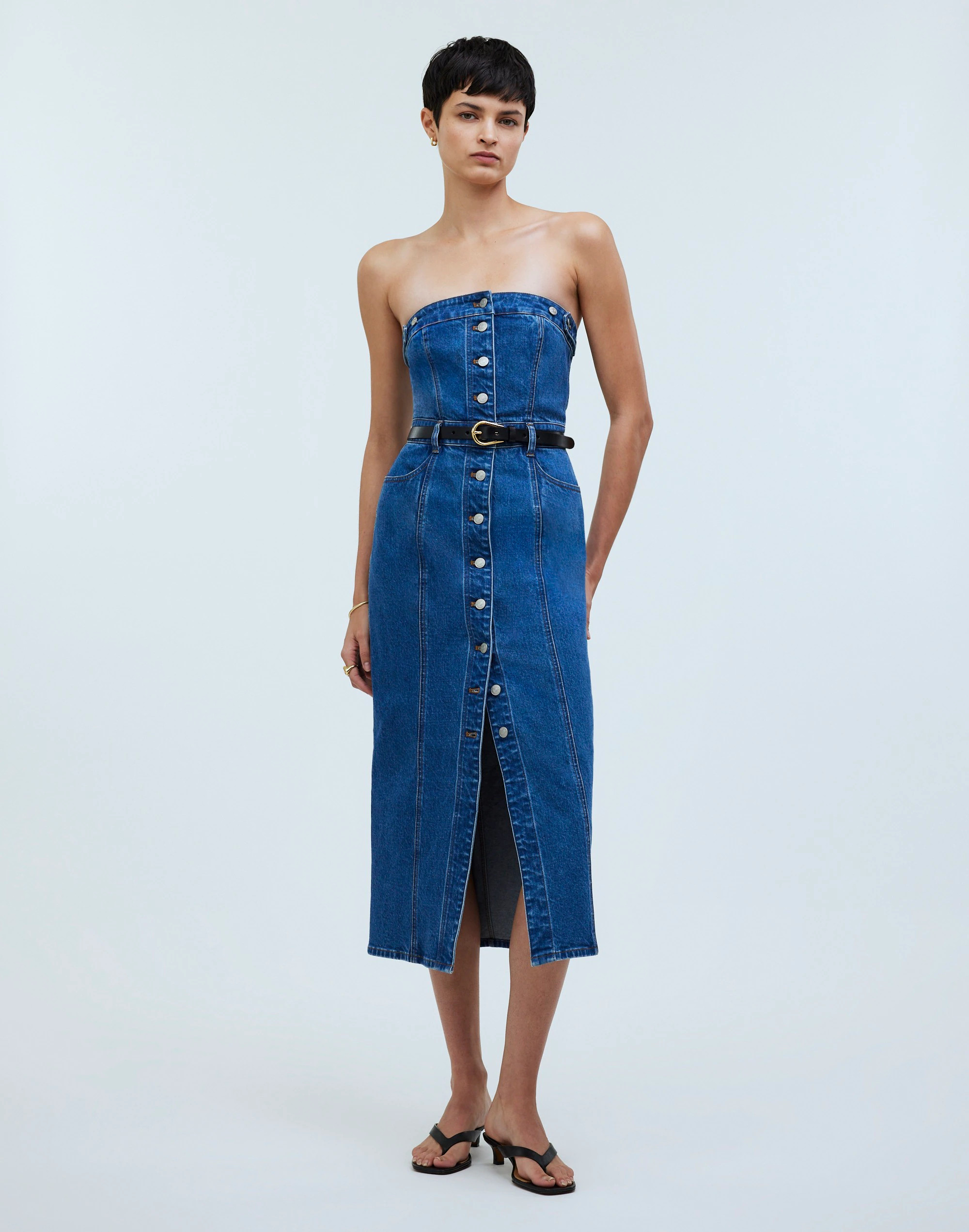Denim Strapless Maxi Dress in McCabe Wash | Madewell