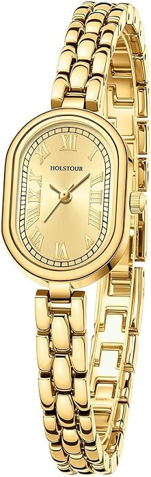 HOLSTOUR Gold Watches for Women, Vintage Oval Small Face | 30M Waterproof, Elegant Dress Quartz, ... | Amazon (US)