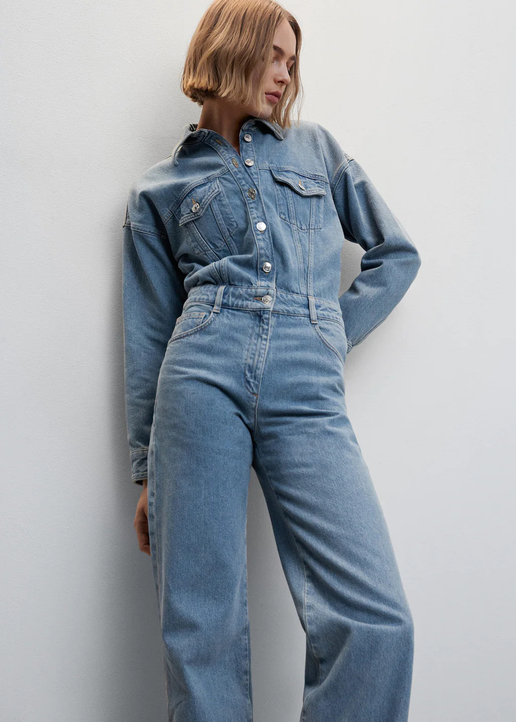 Long denim jumpsuit -  Women | Mango USA | MANGO (US)